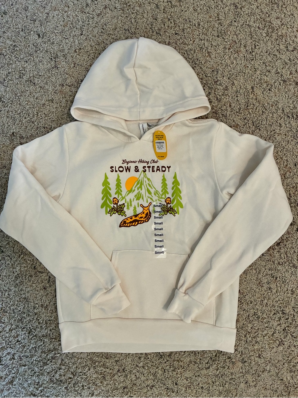 Youth Hiking Graphic Cream Hoodie Sweatshirt - Small (6-8)